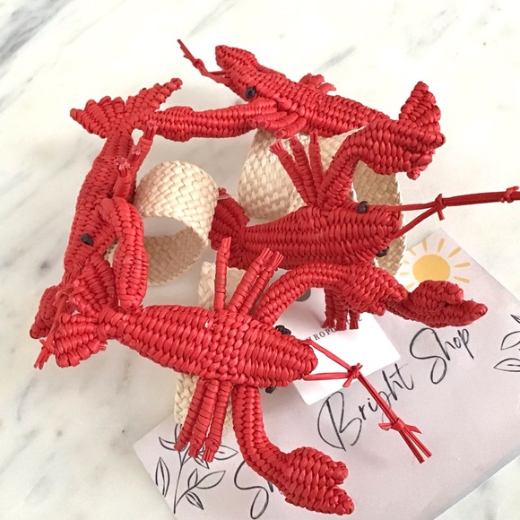 Anthropologie Lobster Handwoven Napkin Rings, Set of 4, NWT RARE - Picture 5 of 7